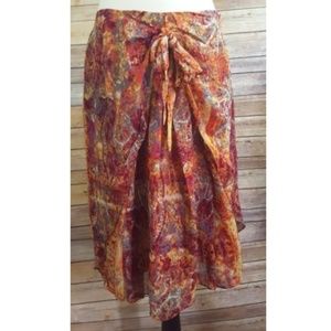 SUNDANCE CATALOG Multi Color Silk Tie Front Skirt